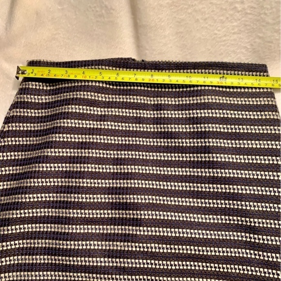 LOFT Mini Skirt Size 2 Blue Tan Black Woven Acrylic Cotton Full Lining Back Zip - Picture 11 of 12